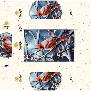 Northern Cardinal in Winter Snow 100 Jigsaw Puzzle box 3D Modell