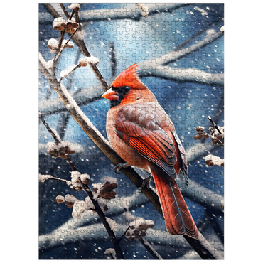 puzzleplate Northern Cardinal in Winter Snow 500 Jigsaw Puzzle