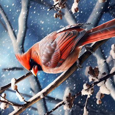 Northern Cardinal in Winter Snow 500 Jigsaw Puzzle 3D Modell