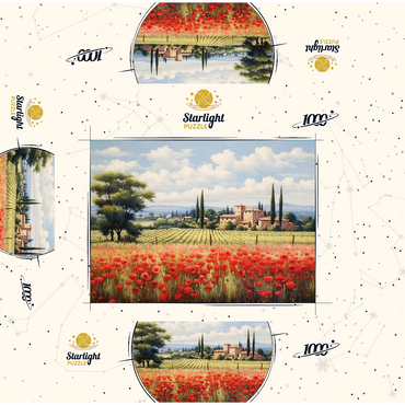 Tuscan Countryside with Red Poppy Field 1000 Jigsaw Puzzle box 3D Modell