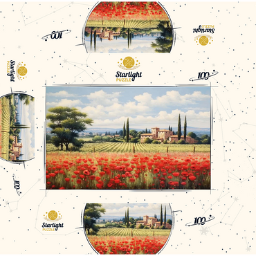 Tuscan Countryside with Red Poppy Field 100 Jigsaw Puzzle box 3D Modell