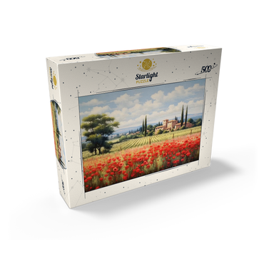 Tuscan Countryside with Red Poppy Field 500 Jigsaw Puzzle box view2