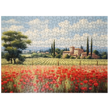 puzzleplate Tuscan Countryside with Red Poppy Field 500 Jigsaw Puzzle