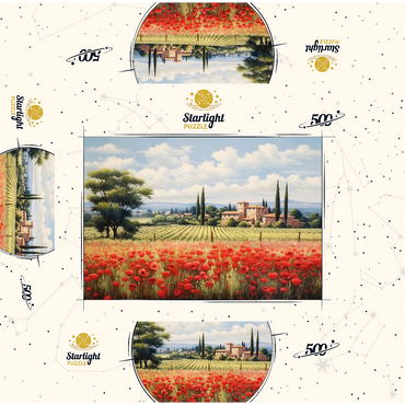 Tuscan Countryside with Red Poppy Field 500 Jigsaw Puzzle box 3D Modell