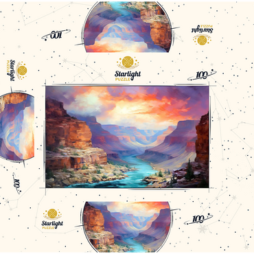 Grand Canyon Sunset Over Colorado River 100 Jigsaw Puzzle box 3D Modell