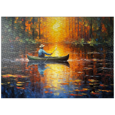 puzzleplate Sunlit Canoe Ride on a Serene Lake 1000 Jigsaw Puzzle