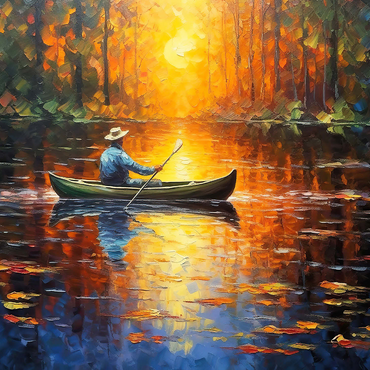 Sunlit Canoe Ride on a Serene Lake 1000 Jigsaw Puzzle 3D Modell