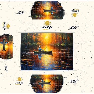 Sunlit Canoe Ride on a Serene Lake 1000 Jigsaw Puzzle box 3D Modell