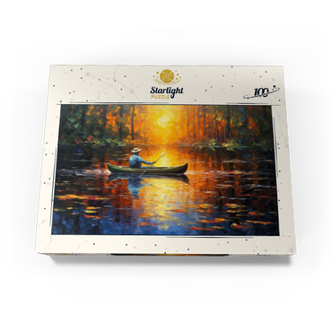 Sunlit Canoe Ride on a Serene Lake 100 Jigsaw Puzzle box view3
