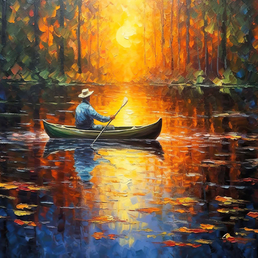 Sunlit Canoe Ride on a Serene Lake 100 Jigsaw Puzzle 3D Modell
