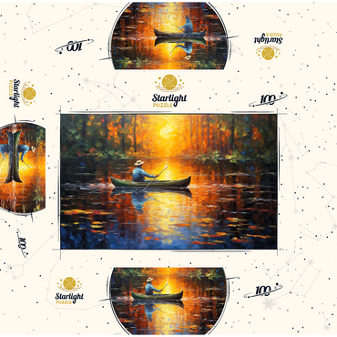 Sunlit Canoe Ride on a Serene Lake 100 Jigsaw Puzzle box 3D Modell