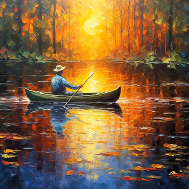 Sunlit Canoe Ride on a Serene Lake 500 Jigsaw Puzzle 3D Modell