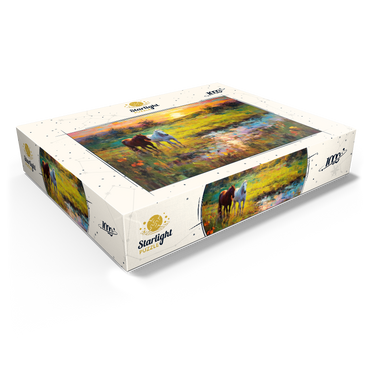 Horses Grazing by Sunset Pond 1000 Jigsaw Puzzle box view1