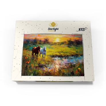 Horses Grazing by Sunset Pond 1000 Jigsaw Puzzle box view3