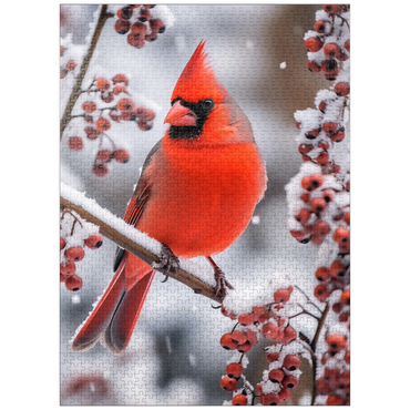 puzzleplate Northern Cardinal on Snowy Branch 1000 Jigsaw Puzzle