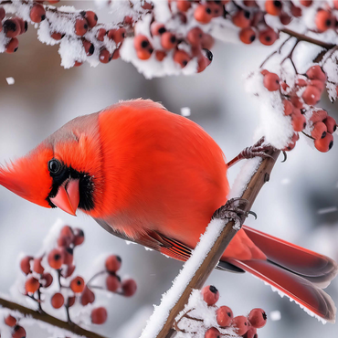 Northern Cardinal on Snowy Branch 1000 Jigsaw Puzzle 3D Modell