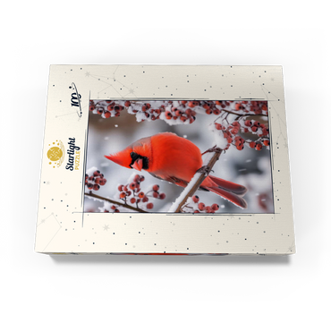 Northern Cardinal on Snowy Branch 100 Jigsaw Puzzle box view3