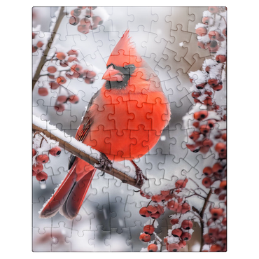 puzzleplate Northern Cardinal on Snowy Branch 100 Jigsaw Puzzle