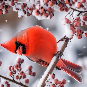 Northern Cardinal on Snowy Branch 100 Jigsaw Puzzle 3D Modell