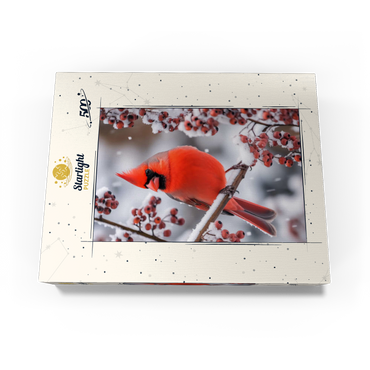 Northern Cardinal on Snowy Branch 500 Jigsaw Puzzle box view3