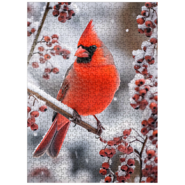 puzzleplate Northern Cardinal on Snowy Branch 500 Jigsaw Puzzle
