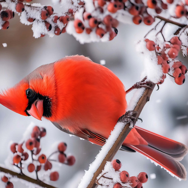Northern Cardinal on Snowy Branch 500 Jigsaw Puzzle 3D Modell