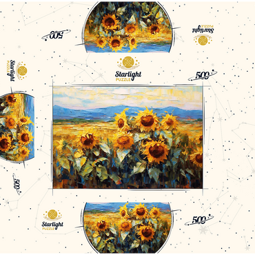 Golden Sunflowers in Summer Fields 500 Jigsaw Puzzle box 3D Modell