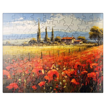 puzzleplate Poppy Fields in Tuscan Countryside 100 Jigsaw Puzzle