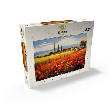 Poppy Fields in Tuscan Countryside 500 Jigsaw Puzzle box view2