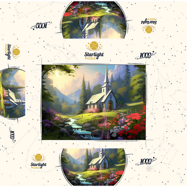 Charming Church in a Mountain Valley 1000 Jigsaw Puzzle box 3D Modell