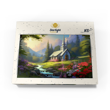 Charming Church in a Mountain Valley 100 Jigsaw Puzzle box view3