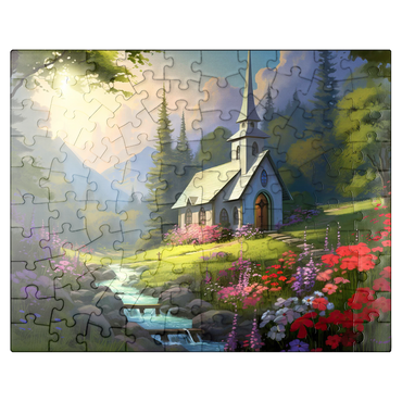 puzzleplate Charming Church in a Mountain Valley 100 Jigsaw Puzzle