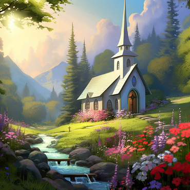 Charming Church in a Mountain Valley 100 Jigsaw Puzzle 3D Modell