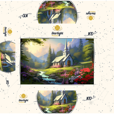 Charming Church in a Mountain Valley 100 Jigsaw Puzzle box 3D Modell