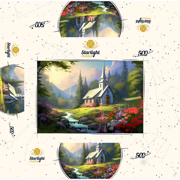 Charming Church in a Mountain Valley 500 Jigsaw Puzzle box 3D Modell