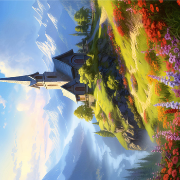 Hilltop Chapel with Mountain Views 1000 Jigsaw Puzzle 3D Modell