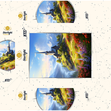 Hilltop Chapel with Mountain Views 1000 Jigsaw Puzzle box 3D Modell