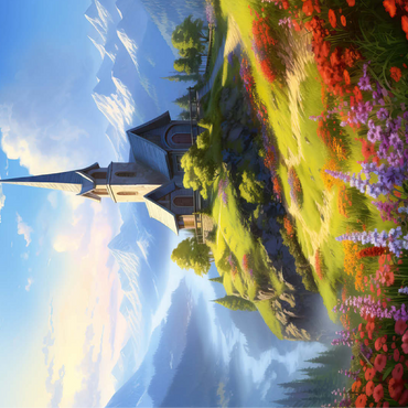 Hilltop Chapel with Mountain Views 100 Jigsaw Puzzle 3D Modell
