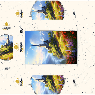 Hilltop Chapel with Mountain Views 100 Jigsaw Puzzle box 3D Modell