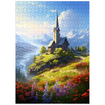 puzzleplate Hilltop Chapel with Mountain Views 500 Jigsaw Puzzle