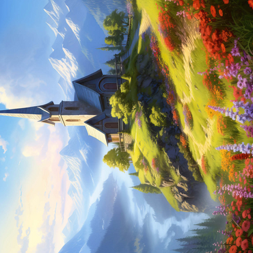 Hilltop Chapel with Mountain Views 500 Jigsaw Puzzle 3D Modell