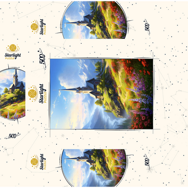 Hilltop Chapel with Mountain Views 500 Jigsaw Puzzle box 3D Modell