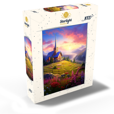 Sunset Chapel with Vibrant Mountain Scenery 1000 Jigsaw Puzzle box view2