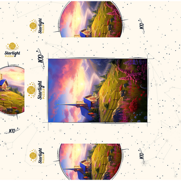 Sunset Chapel with Vibrant Mountain Scenery 100 Jigsaw Puzzle box 3D Modell