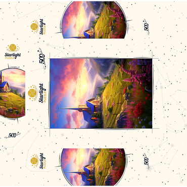 Sunset Chapel with Vibrant Mountain Scenery 500 Jigsaw Puzzle box 3D Modell