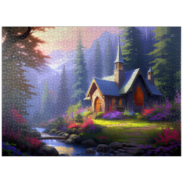 puzzleplate Stone Chapel in Tranquil Forest Clearing 1000 Jigsaw Puzzle