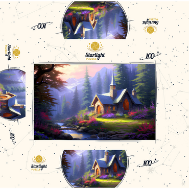 Stone Chapel in Tranquil Forest Clearing 100 Jigsaw Puzzle box 3D Modell