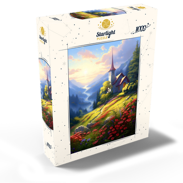 Mountain Chapel with Vibrant Meadow 1000 Jigsaw Puzzle box view2