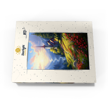 Mountain Chapel with Vibrant Meadow 100 Jigsaw Puzzle box view3
