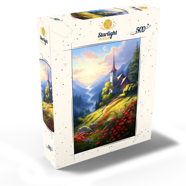 Mountain Chapel with Vibrant Meadow 500 Jigsaw Puzzle box view2